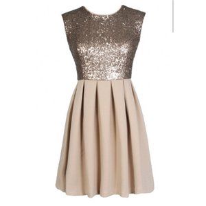 Gold Sequin Sparkle-Top Dress YA Los Angeles